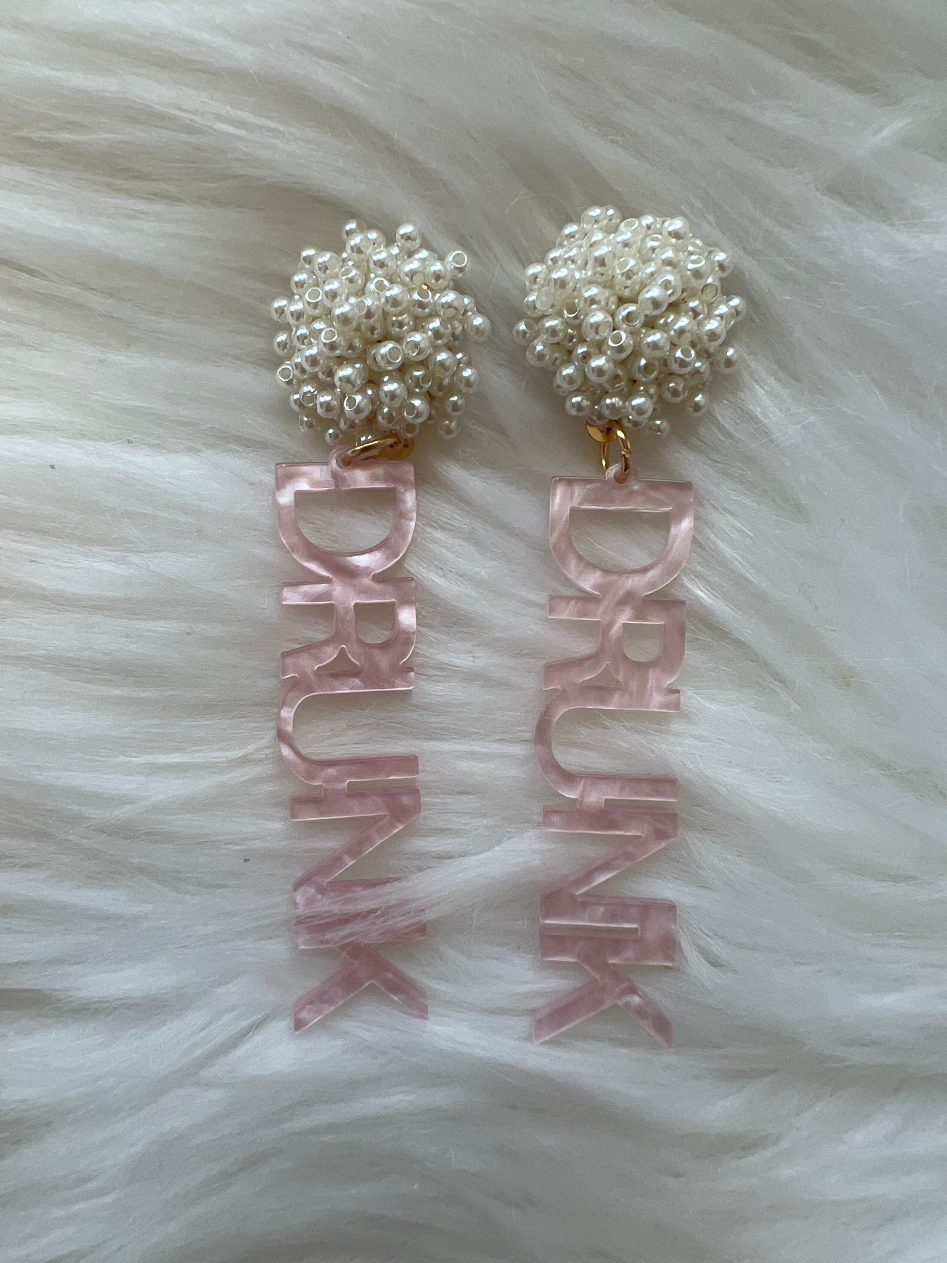 DRUNK Beaded Earrings