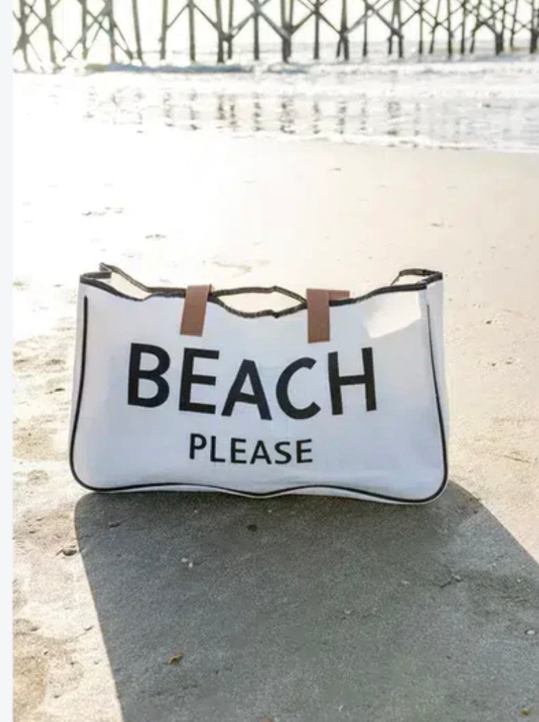 Beach Please Canvas Tote Bag