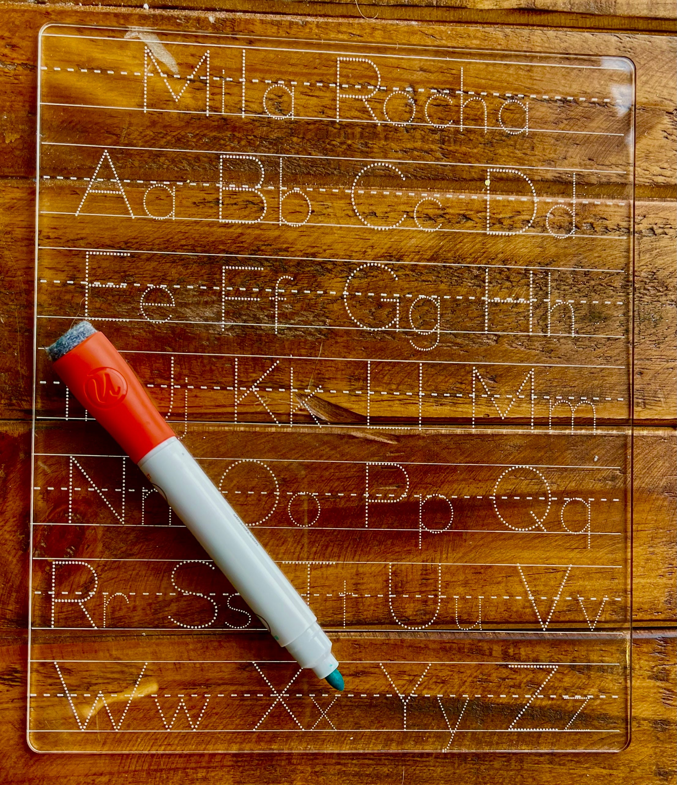 Custom ABC Dry Erase Tracing Board