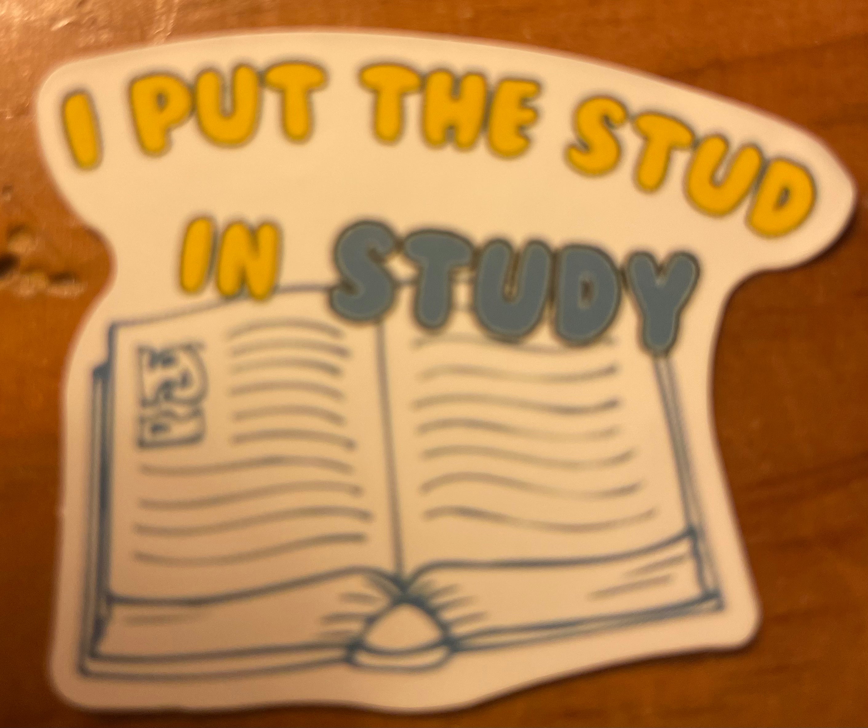 I Put the Stud in Study Vinyl Sticker