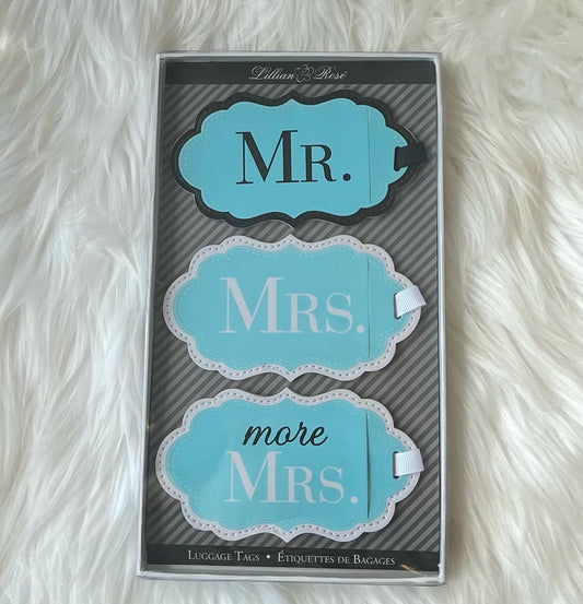 Set of Three Luggage Tags (Mr. , Mrs. , More Mrs.)