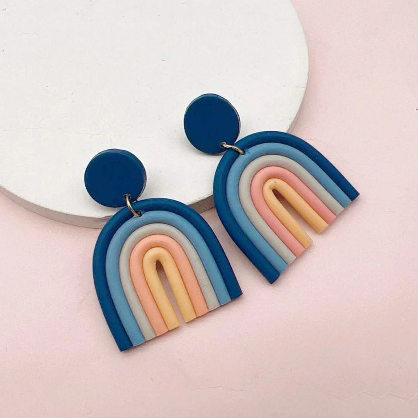 Rainbow Layered Clay Earrings